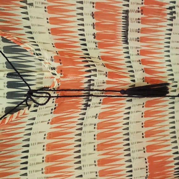 Sanctuary Top Womens sz Small Sheer Chiffon Geometric Print V Neck Raglan Sleeve - Picture 3 of 7